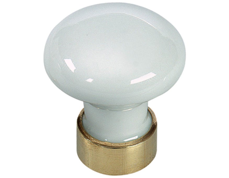 Bouton porcelaine embase laiton Ø 30 mm