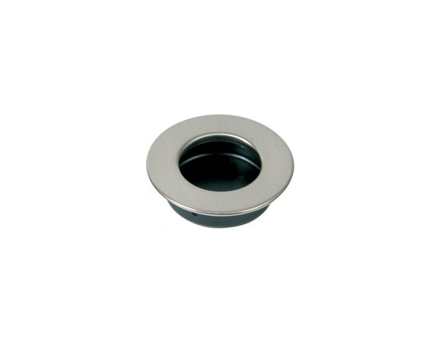 Poignée cuvette ronde nickel satiné Ø 45 mm