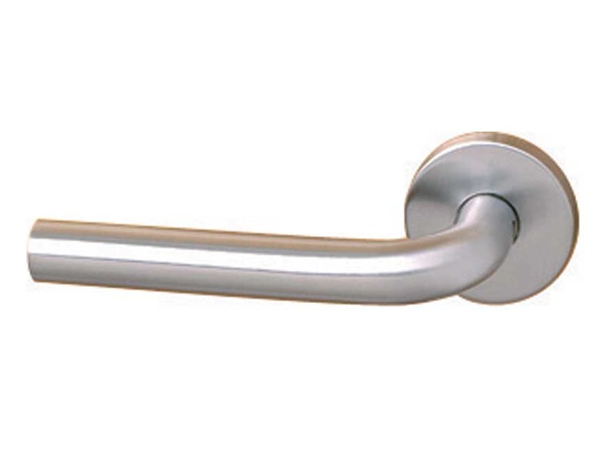 Béquille double bec de cane forme L inox brossé 140 mm