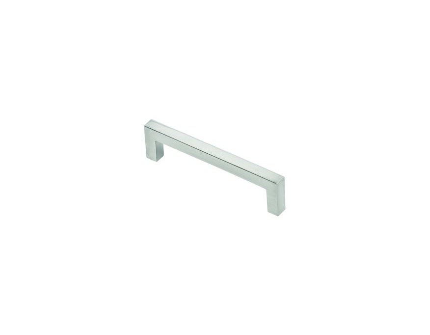 Poignée Stretch en zamak inox brossé. Entraxe 96 mm, longueur 105 mm, hauteur 28 mm